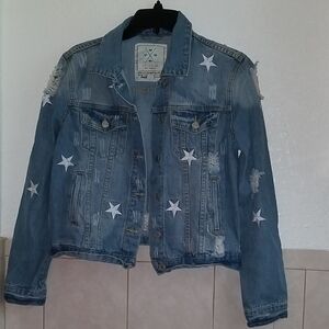 Women's Distressed Star Denim Jacket